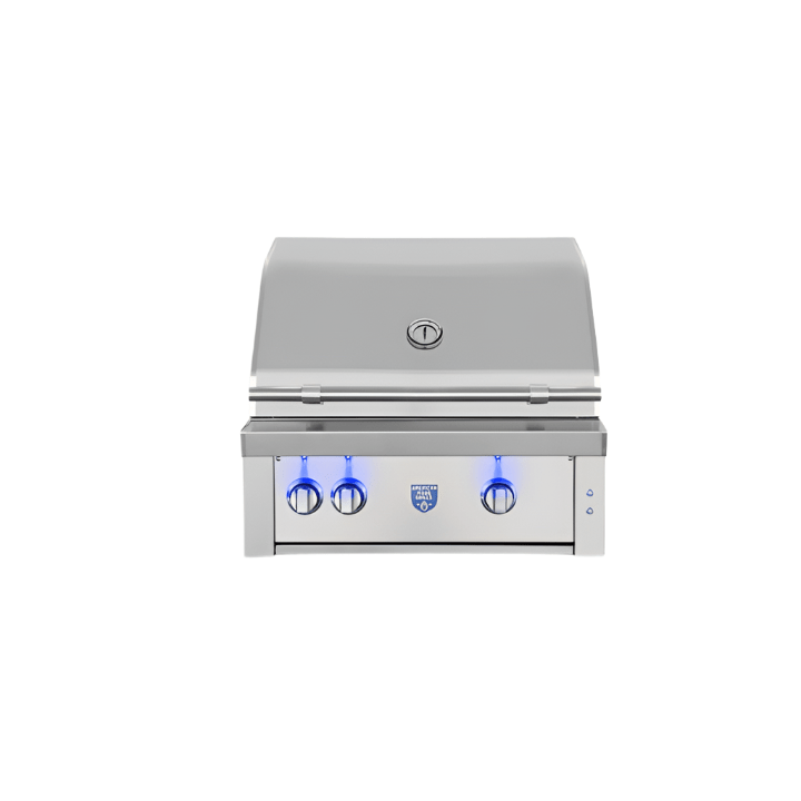 American Made Grills Estate Built-In 30-inch Stainless Steel Gas Grill with LED lighting and rotisserie kit