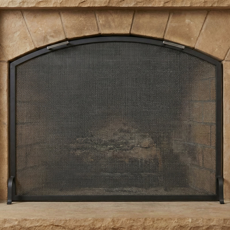 Custom Steel Arch Fireplace Screen (Carolina) – Free Standing, Custom Fit
