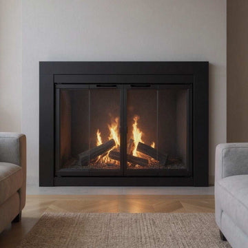 Ardmore Flat Black Masonry Fireplace Door | Standard