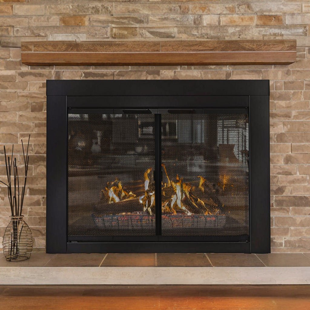 Ardmore Flat Black Masonry Fireplace Door | Sleek & Modern Fireplace Doors | Standard Sizes | Durable Steel Frame - Clearance Sale