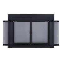 Ardmore Flat Black Masonry Fireplace Door | Sleek & Modern Fireplace Doors | Standard Sizes | Durable Steel Frame