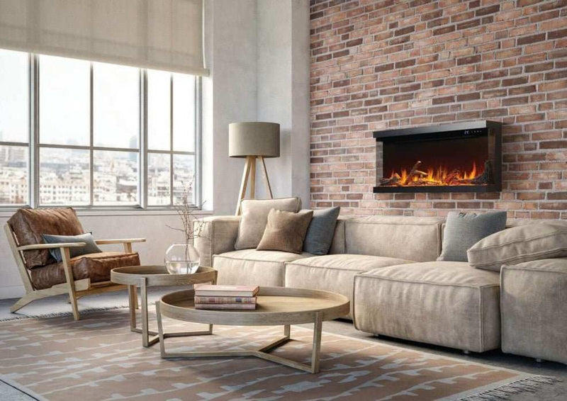 Astound 50" Flexmount Electric Fireplace wall-mounted modern design with customizable flame colors and smart controls