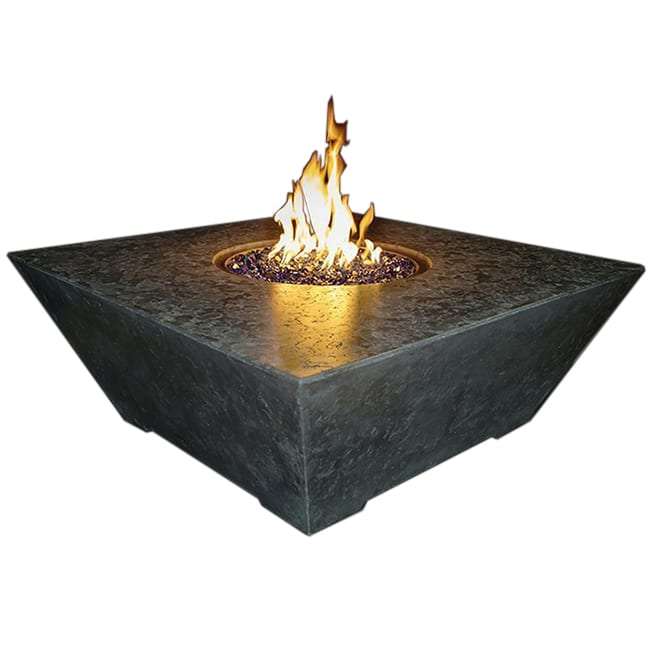 Athena Olympus Square Fire Table outdoor GFRC fire pit with stainless steel burner and flame effect