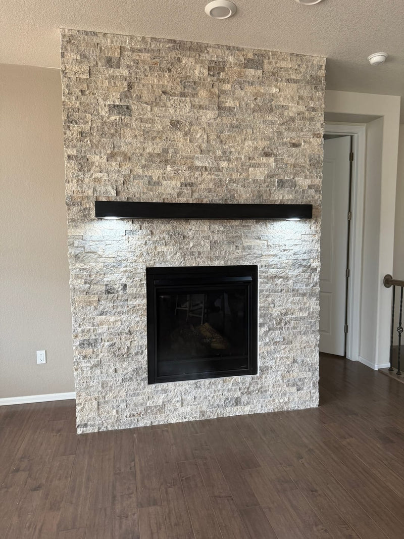 Non-Combustible Metal Fireplace Mantel Shelf | Custom Floating Mantel, Black