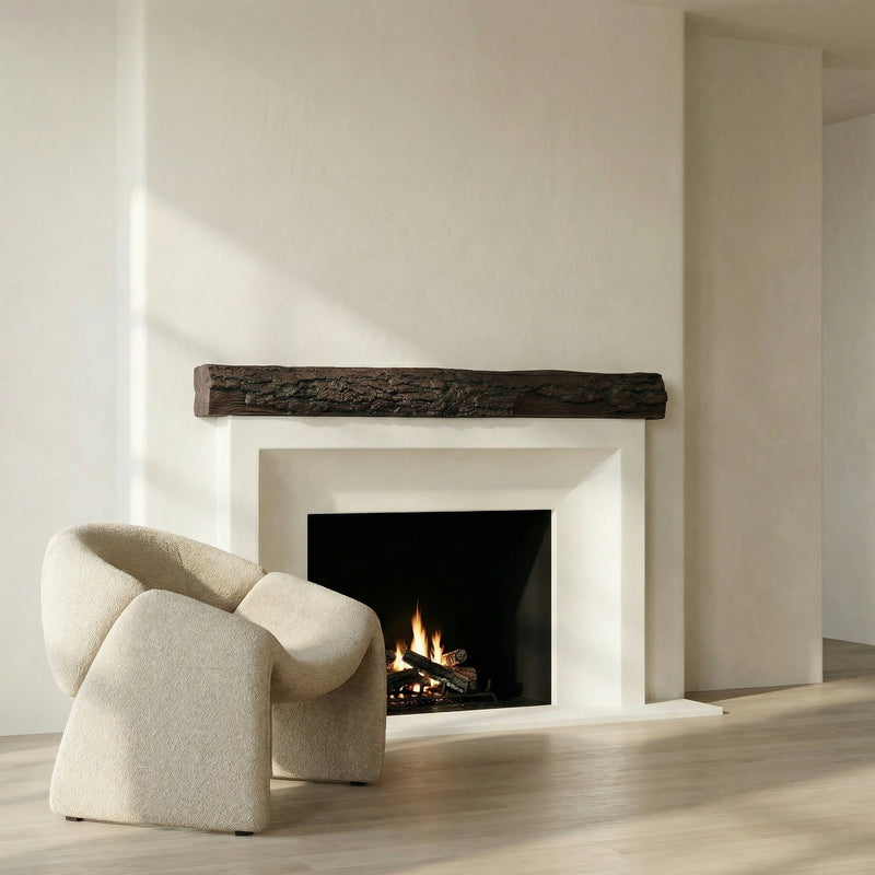 Half Round Log Non-Combustible Concrete Mantel Shelf Roasted Chestnut Finish