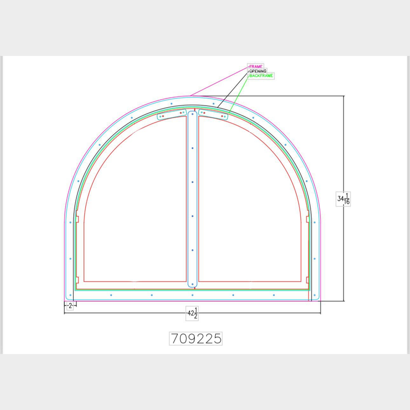Black Rock Arch - CAD EXACT SIZE[TEMPLATE PROVIDED] / BURNISHED COPPER / CABINET STYLE / BLACK ROCK HANDELS / CLEAR GLASS / NO MESH / DRAFT CONTROL