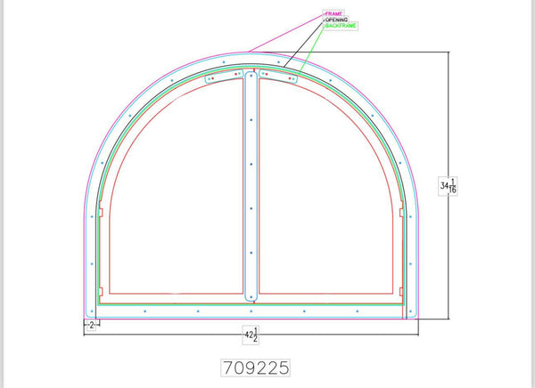Black Rock Arch - CAD EXACT SIZE[TEMPLATE PROVIDED] / BURNISHED COPPER / CABINET STYLE CLEAR GLASS / NO MESH / DRAFT CONTROL