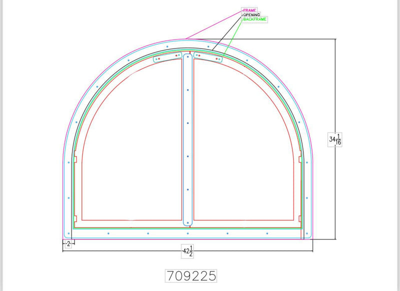 Black Rock Arch - CAD EXACT SIZE[TEMPLATE PROVIDED] / BURNISHED COPPER / CABINET STYLE CLEAR GLASS / NO MESH / DRAFT CONTROL