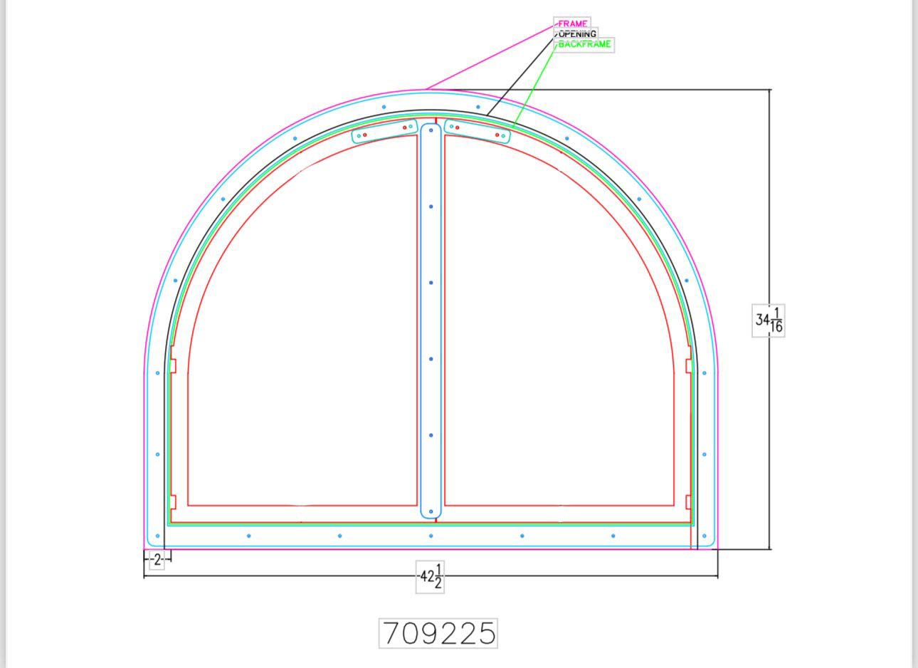Black Rock Arch - CAD EXACT SIZE[TEMPLATE PROVIDED] / BURNISHED COPPER / CABINET STYLE CLEAR GLASS / NO MESH / DRAFT CONTROL
