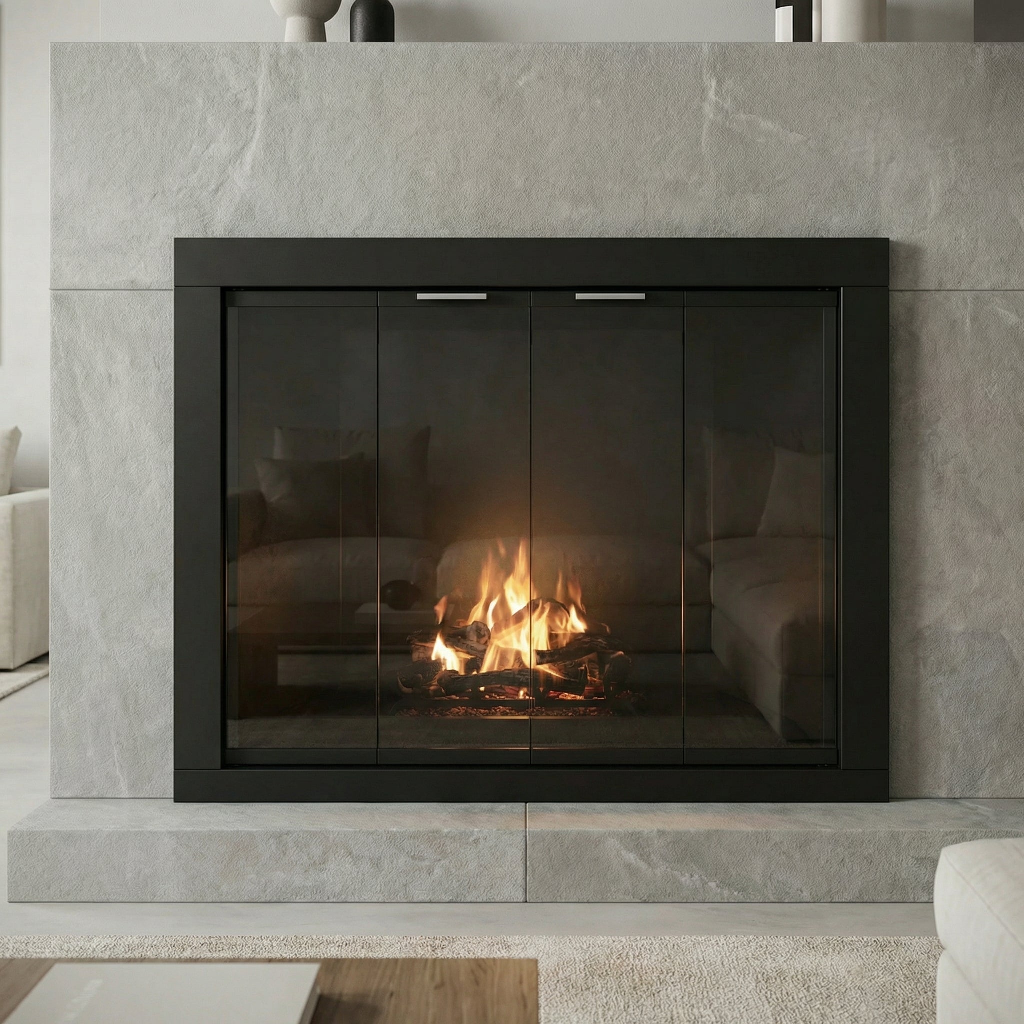 Belmont - Custom Masonry Fireplace Glass Doors by Stoll Industries