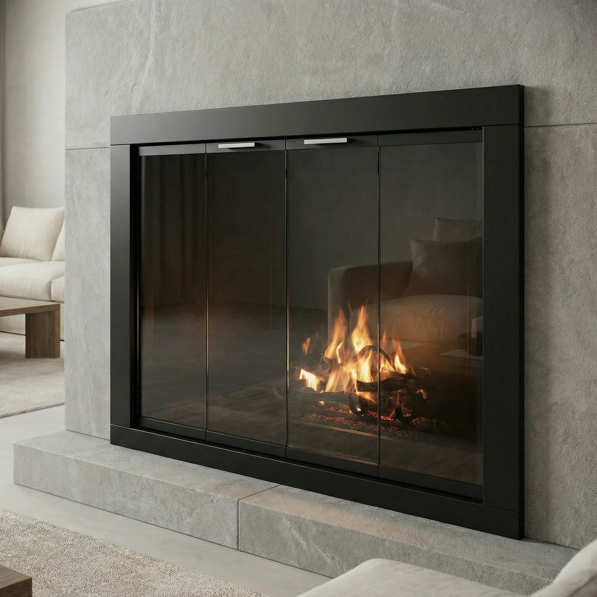 Belmont - Custom Masonry Fireplace Glass Doors by Stoll Industries