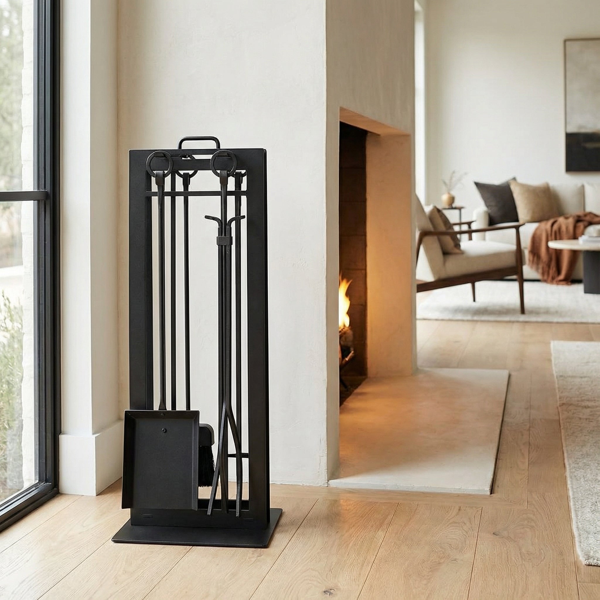 Fireplace Tool Set by Design Specialties Carolina Window Pane – 3/16” Laser-Cut Steel, 21 Finish Colors