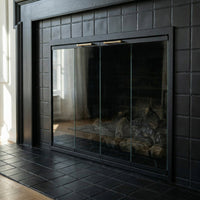 Ashford Masonry prefab fireplace doors aluminum frame dimensions and specifications table