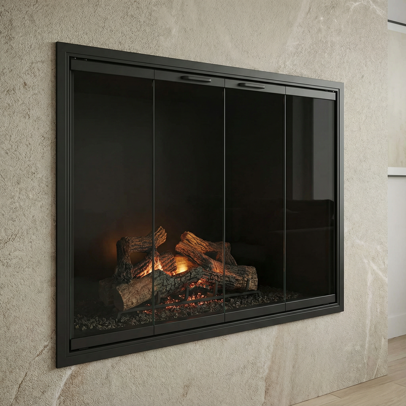 Stiletto Cutback Ultra Thin Fireplace Glass Doors | Modern & Elegant Design | Custom
