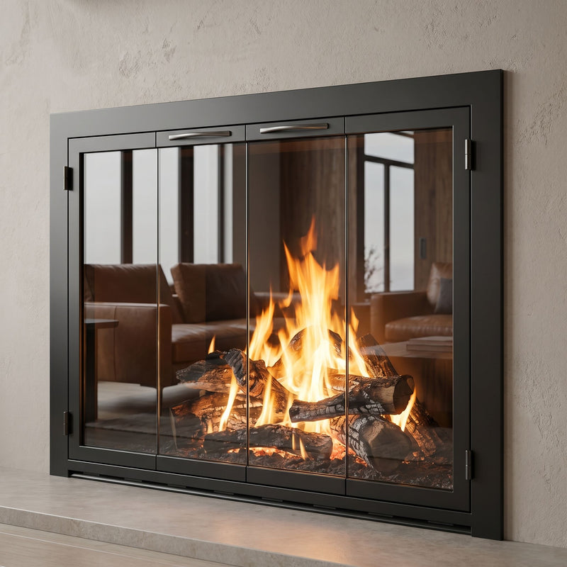 Carolina Sleek Steel Fireplace Glass Doors | Masonry & Prefab | Custom