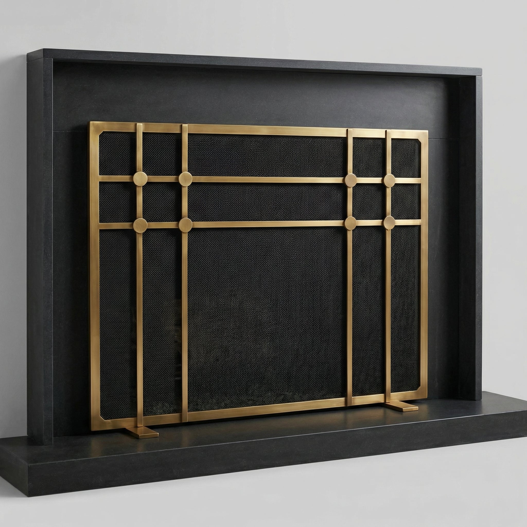 Free Standing Fireplace Screen with 3/16" solid steel frame and heavy gauge mesh, custom made in Wisconsin