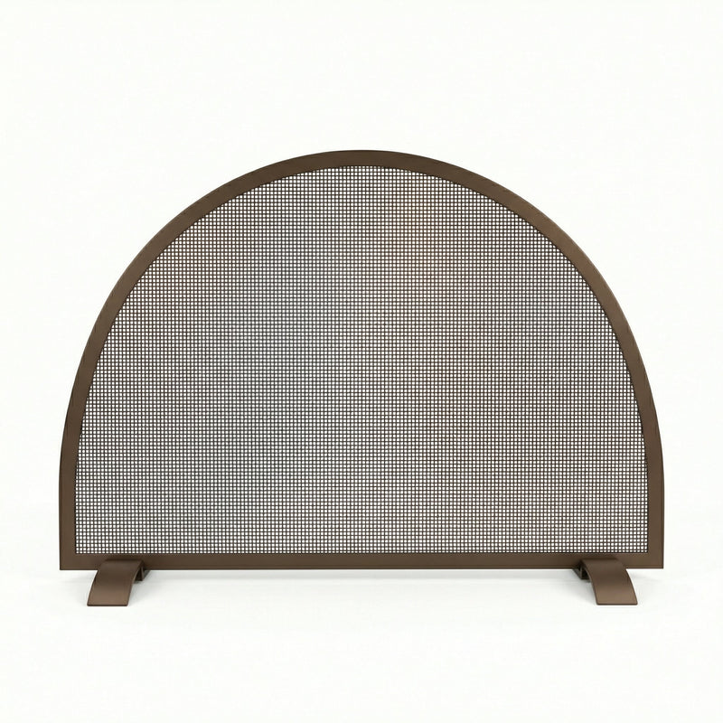 Prototype fire place screen with classic bronze powder coat finish, 36x24 inches, curved design and contemporary feet