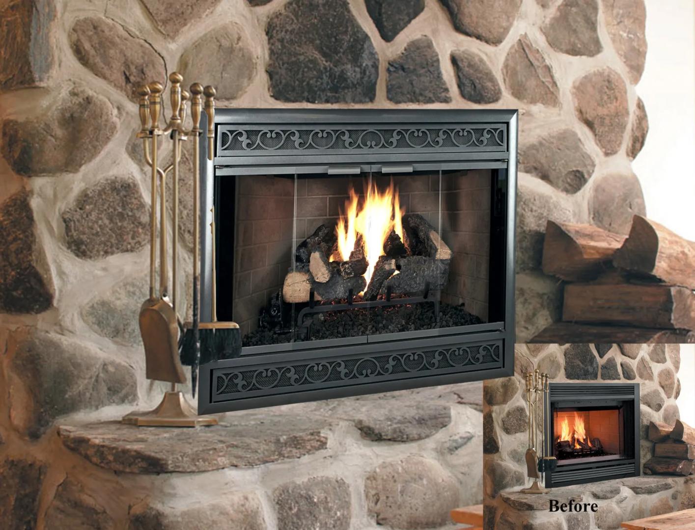 Brookfield Deluxe - Magnetic Prefab Fireplace Glass Doors