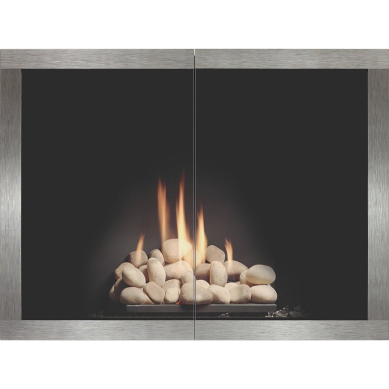 Brooklyn Hidden Main Frame - Single Panel Masonry & Prefab Fireplace Doors