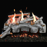 24" Grand Canyon Red Oak Ventless Gas Log Set with realistic birch logs and adjustable flame for efficient heating
