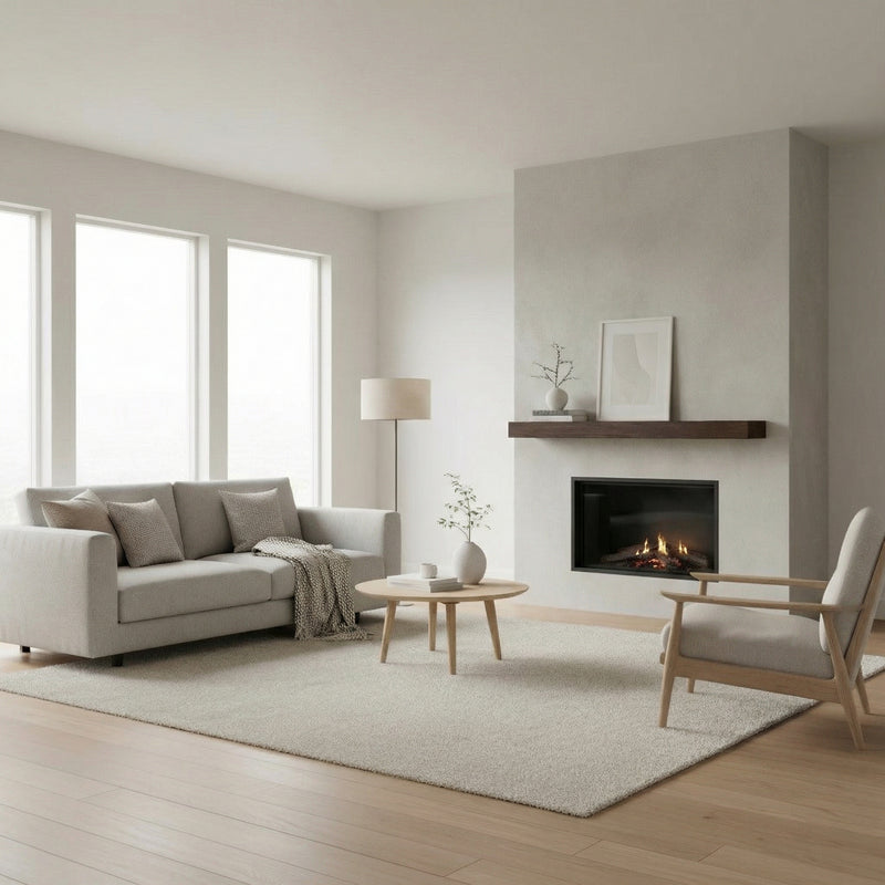 Flat Sawn Non-Combustible Concrete Mantel Shelf Maduro Finish