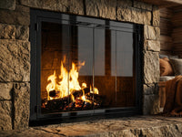 Carolina Sleek fireplace doors in Brite Black(Shiny) finish