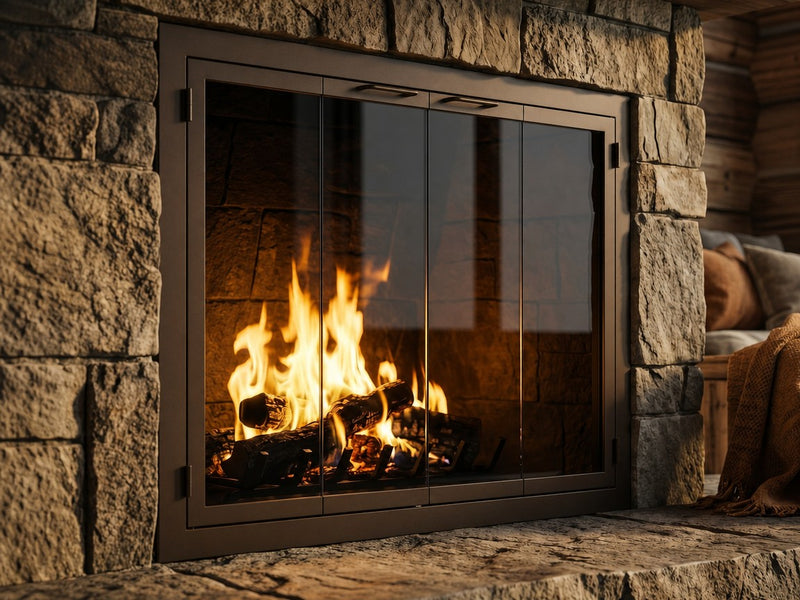 Carolina Sleek fireplace doors in Classic Bronze finish