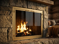 Carolina Sleek fireplace doors in Gold Rush finish