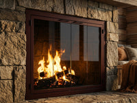 Carolina Sleek fireplace doors in Mahogany finish