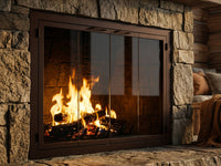 Carolina Sleek fireplace doors in Root Beer finish