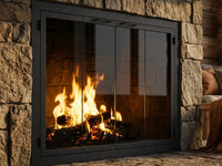 Carolina Sleek fireplace doors in Rustic Black(flat) finish