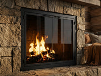 Carolina Sleek fireplace doors in Textured Black finish