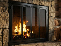 Carolina Sleek fireplace doors in Brite Black finish