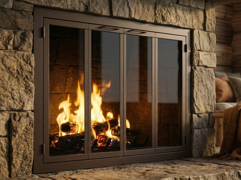 Carolina Sleek fireplace doors in Cast Bronze finish