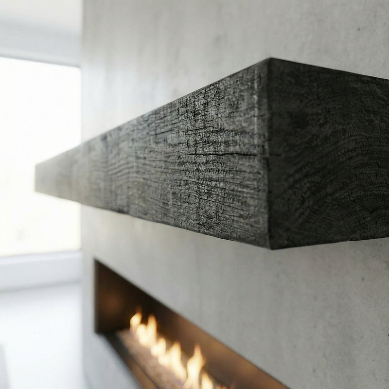 Flat Sawn Non-Combustible Concrete Mantel Shelf Eclipse Finish