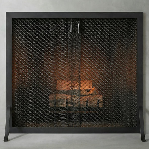 Steel custom free standing screen door with 3/16" thick solid steel frame and heavy gauge mesh by Design Specialties