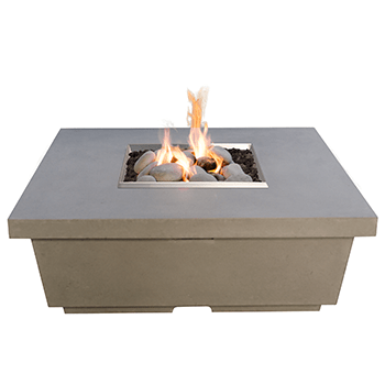 Contempo Square Firetable outdoor GFRC fire pit with manual flame control and stainless steel burner