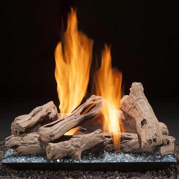 Contemporary Style Driftwood Vented Gas Log Set - Customized Options
