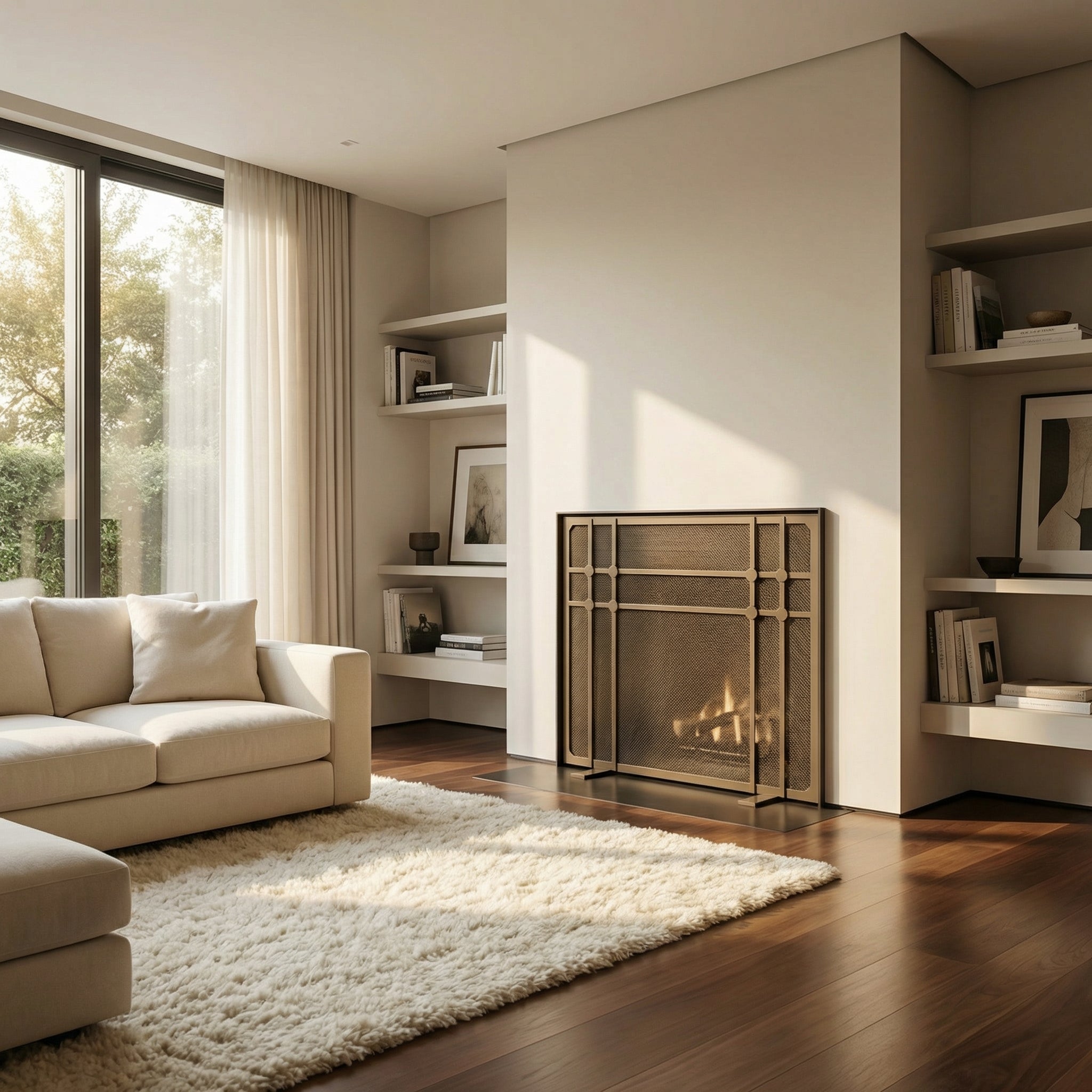 Free Standing Fireplace Screen Handmade to Fit | Axis