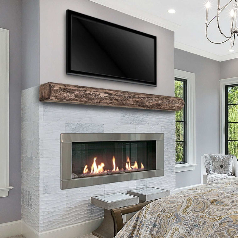Cumberland Live Edge Non-Combustible Mantel Shelf RIVER ROCK Finish - ExceptionalFire