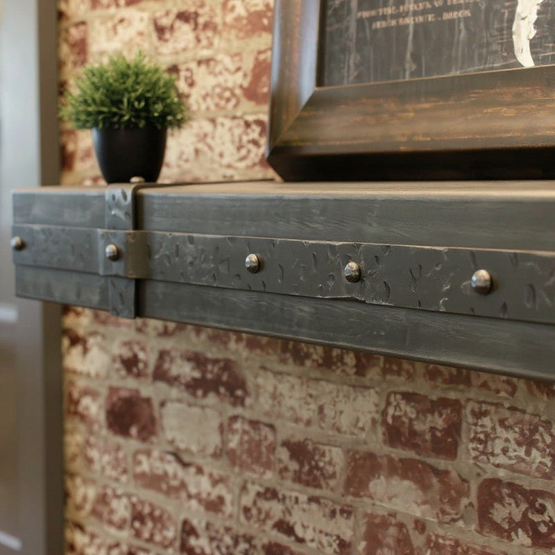 Custom Aged Iron Floating Mantel Shelf Non-Combustible | Stoll Industries