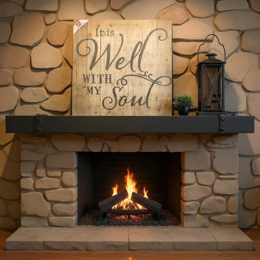 Custom Blacksmith Metal Floating Mantel Shelf Non-Combustible