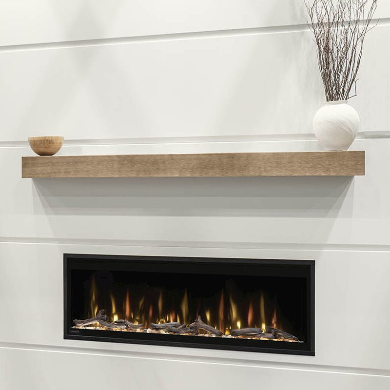 Custom Metal Floating Mantel Shelf: Non-Combustible, White Oak Finish, Any Size