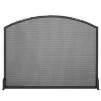 Custom steel arch fireplace screen with solid 3/16" steel frame and heavy gauge wire mesh