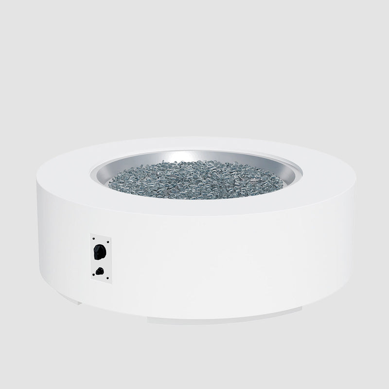 Cove 48-inch Round Gas Fire Pit Table, White — manufacturer photograph