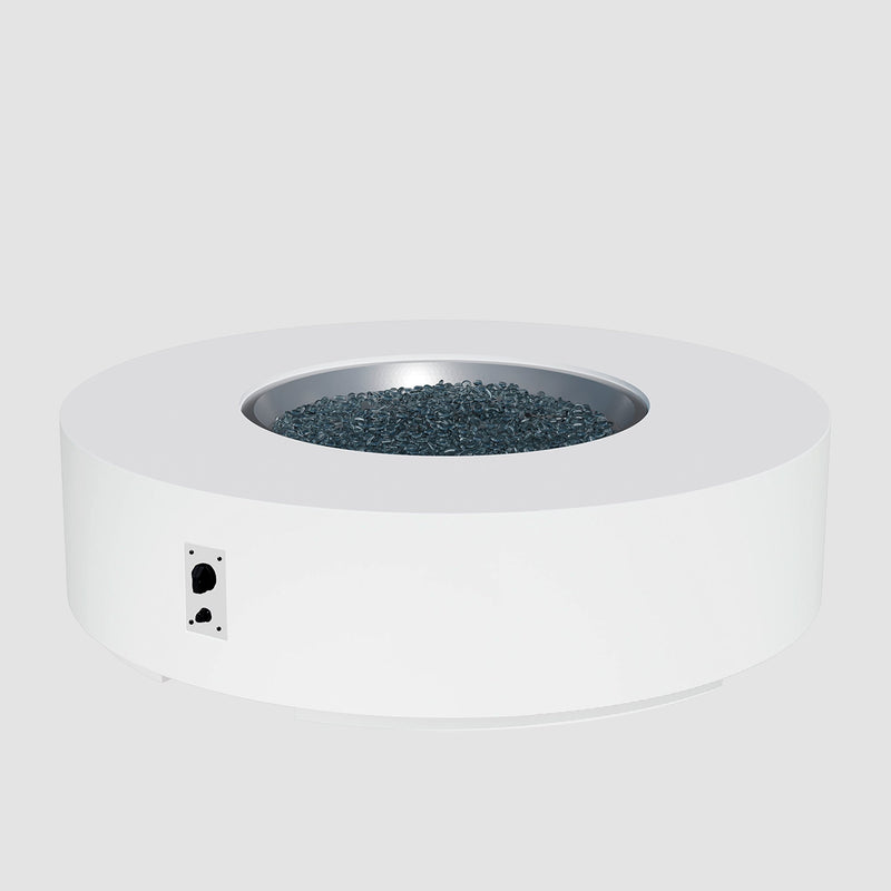 Cove 60-inch Round Gas Fire Pit Table, White — manufacturer photograph