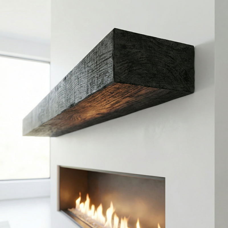 Flat Sawn Non-Combustible Concrete Mantel Shelf Eclipse Finish