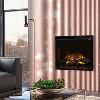 Dimplex 28" Multi-Fire XHD electric firebox with black glass surround and customizable LED flames