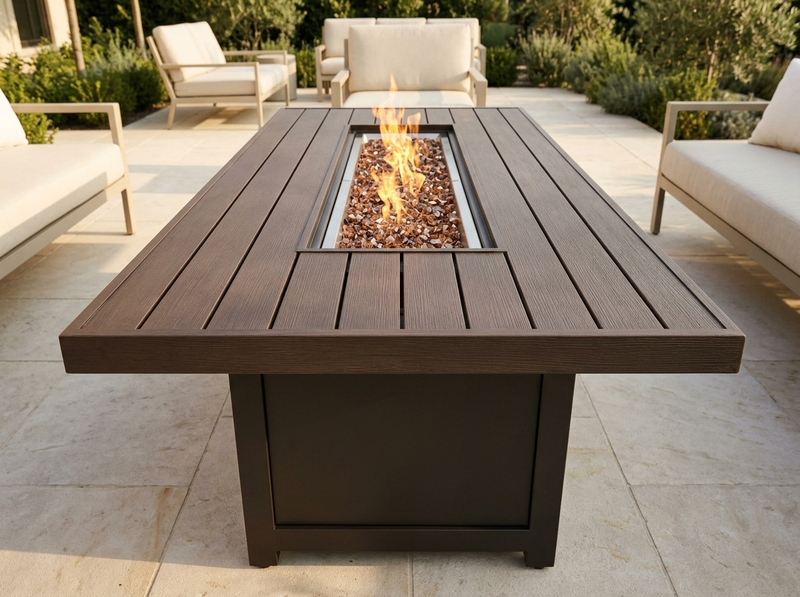 Napoleon Muskoka Wood Grain Gas Fire Table, Rectangular MUSK1-BZ — alternate view