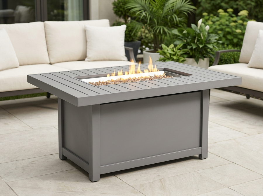 Napoleon Hamptons Grey Gas Fire Table, Rectangular  HAMP1-GY